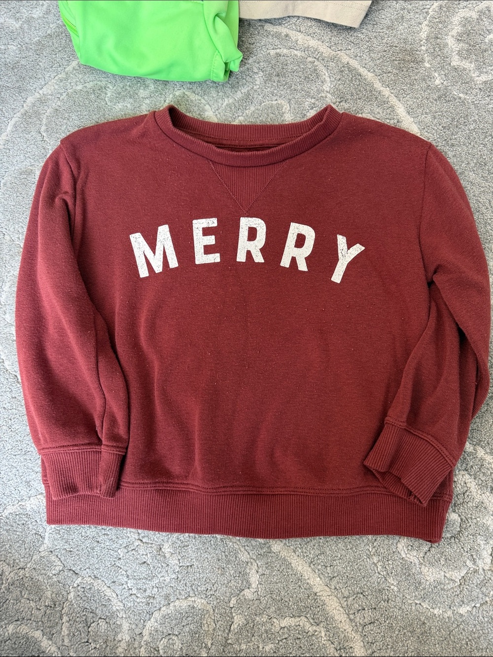 Kids 'MERRY' Burgundy Holiday Sweatshirt